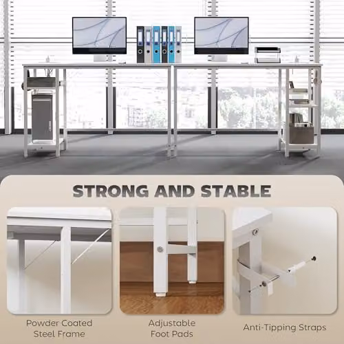HOMCOM High Gloss Computer Desk with Reversible Board in White, W: 120 cm, D: 60 cm, H: 75 cm – 5