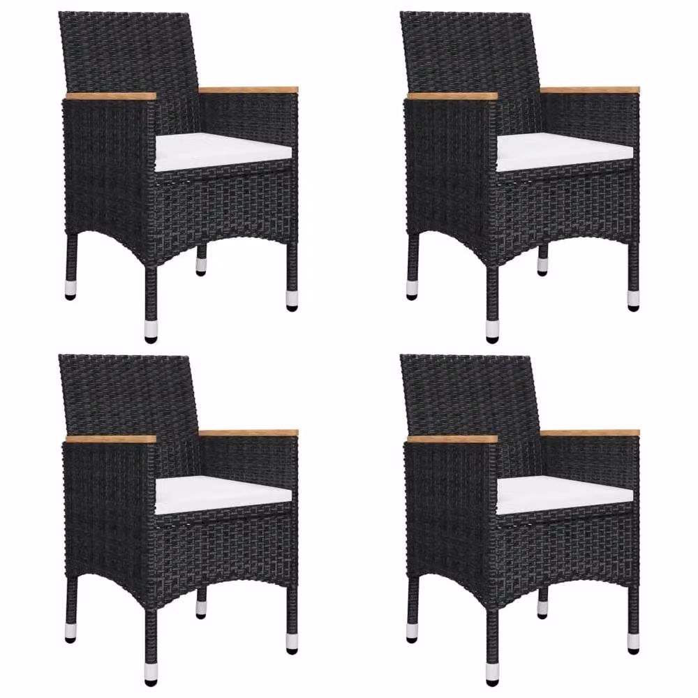 Berkfield Home 5 Piece Modern Garden Dining Set with Acacia Wood and Black Cushions – 1