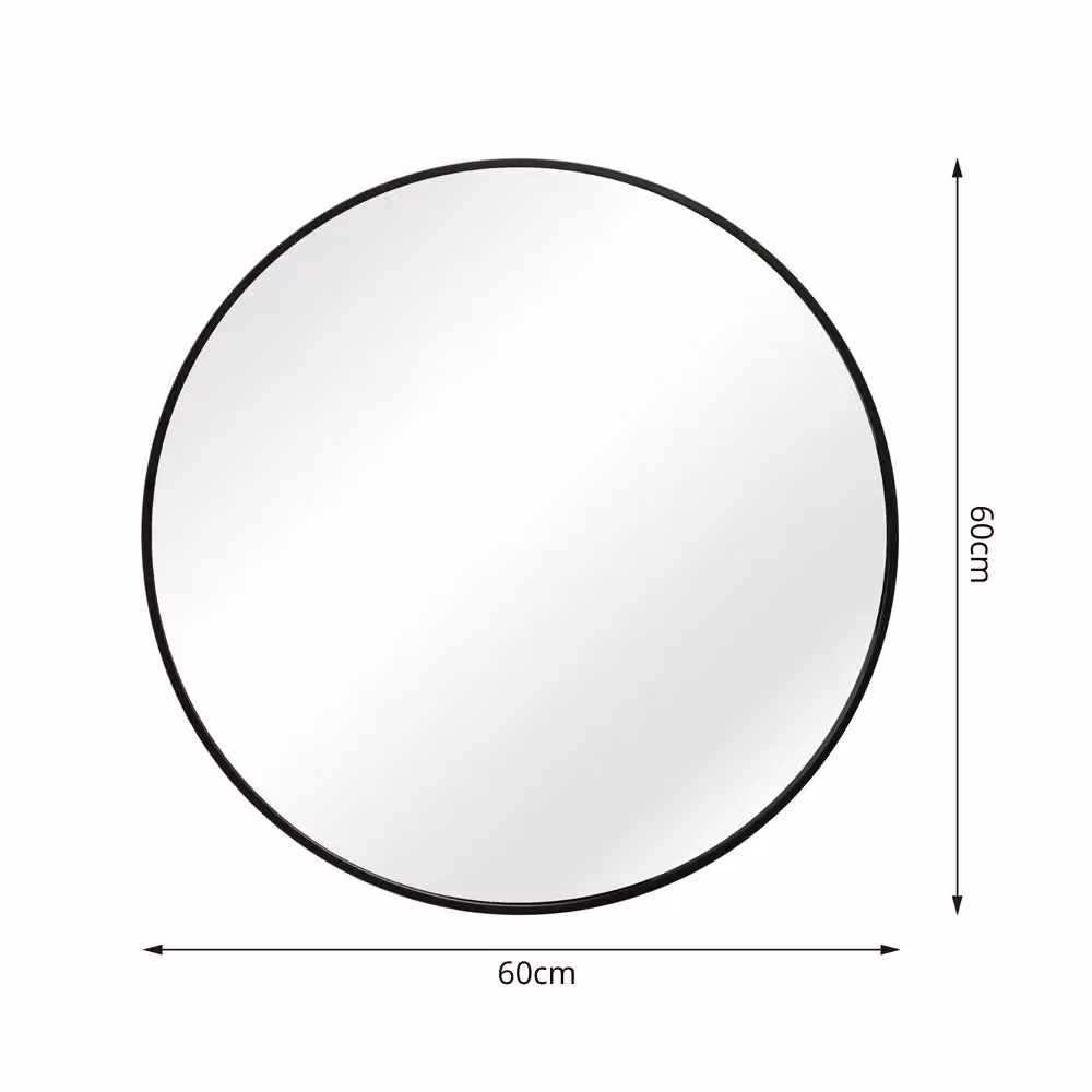 Home Garden Direct Pandora Round Wall Mirror in Black, Silver or Gold, W/D/H: 60 x 60 x 1 cm – 2