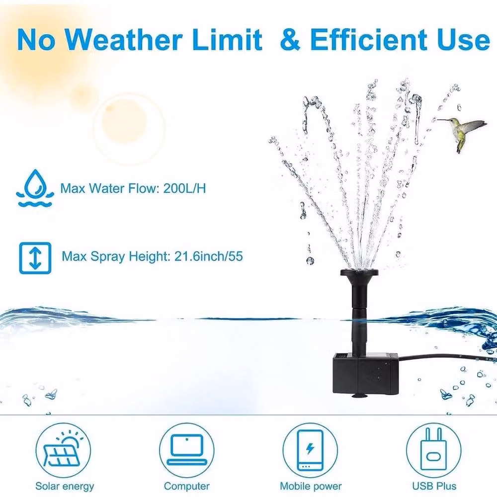 FLAVORA Solar Fountain Pump with Filter in Black – 4