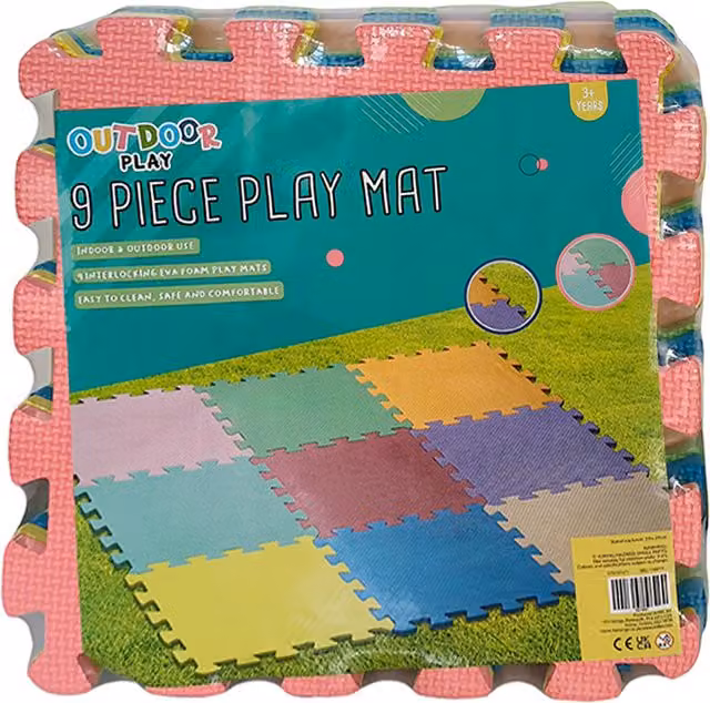 Nine Piece Multicolour EVA Foam Playmats for Kids Outdoors