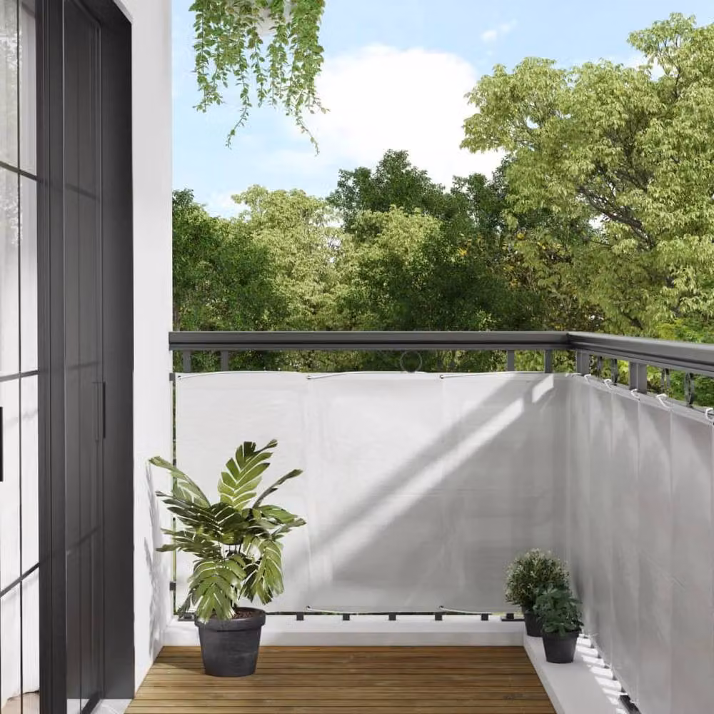Berkfield Home Semi-Transparent Balcony Cover, Light Grey, W: 90 cm, H: 500 cm, 100% Polyester Oxford – 2