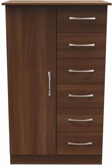 2 U Hampshire Ready Assembled Childrens Wardrobe with 1 Door and 5 Drawers in Walnut – 1