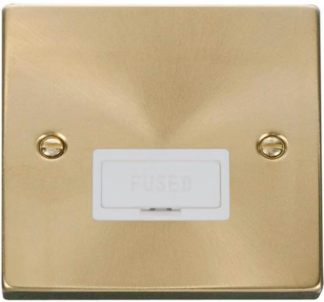SE HOME Satin Brushed Brass 13A Fused Connection Unit with White Plate