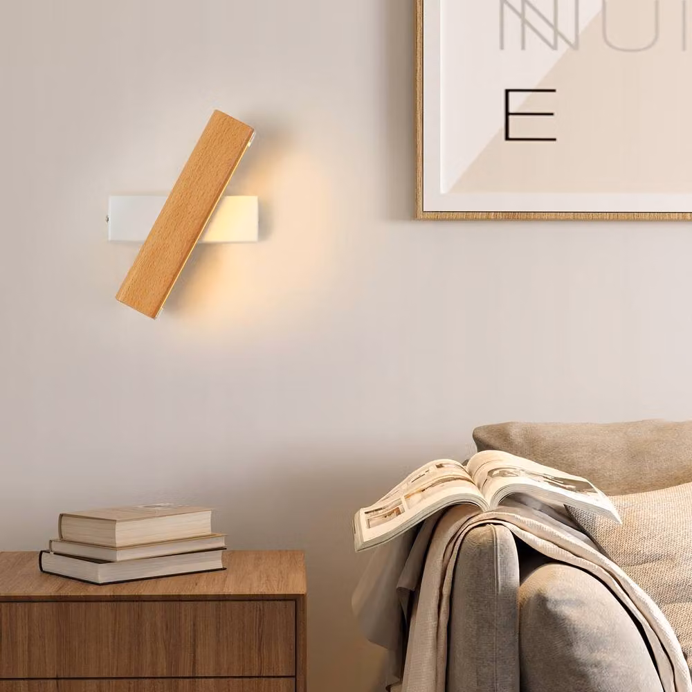 COMELY White Wooden LED Indoor Wall Lights with 360 Degree Rotatable Adjustable Design and 3000K Warm White Light – 2