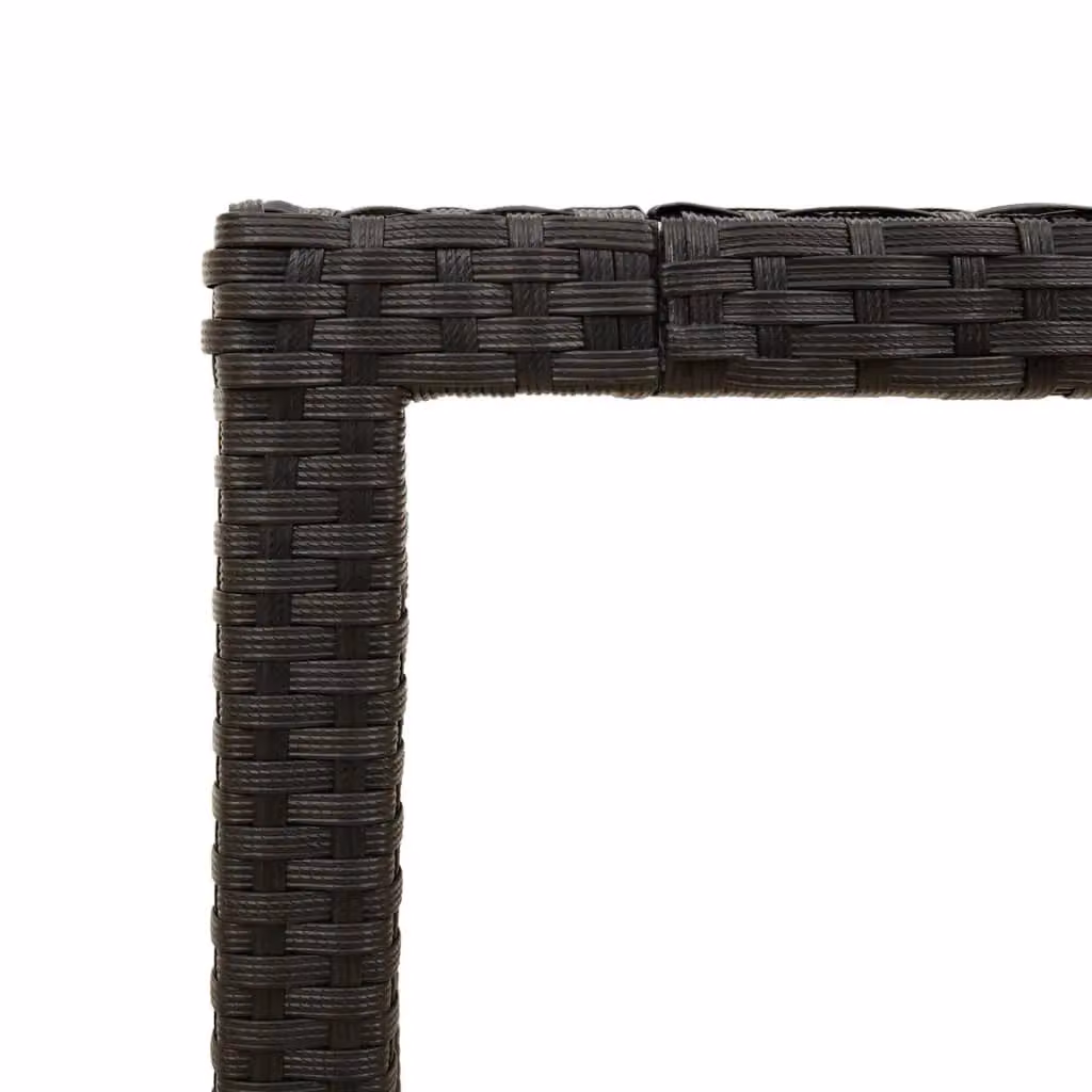 Berkfield Home Modern Garden Table with Black Poly Rattan and Acacia Wood Top, W/D/H: 190 x 90 x 75 cm – 4