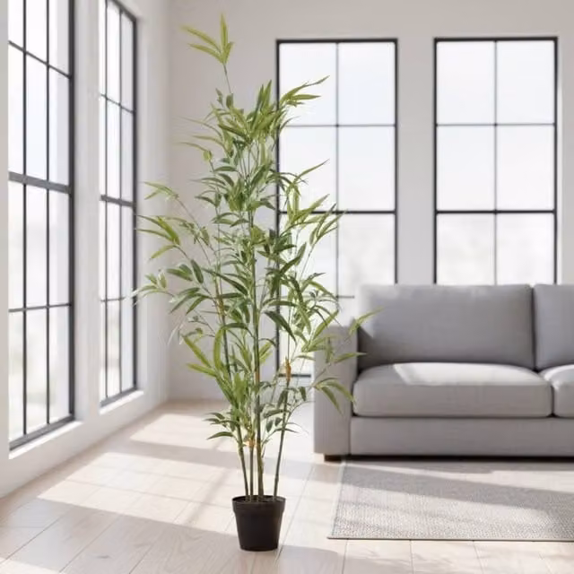 Garden Greatness 6ft Potted Artificial Bamboo Tree in Green