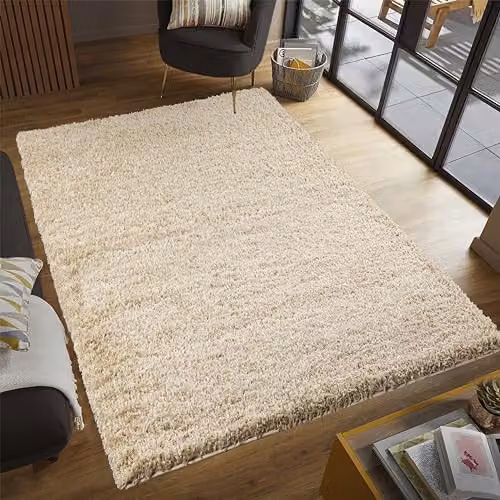 SmartLiving Shaggy Area Rug in Light Beige, Modern Soft Thick Pile, W: 200 cm, L: 290 cm, Pile Height: 5 cm – 2