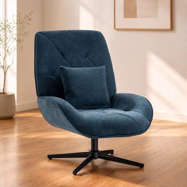 STILVORA Modern Swivel Tub Armchair with Lumbar Pillow in Green Fabric