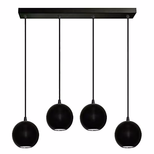 Netlighting Helam Midway Straight Bar Pendant Ceiling Light in Black, 60 cm
