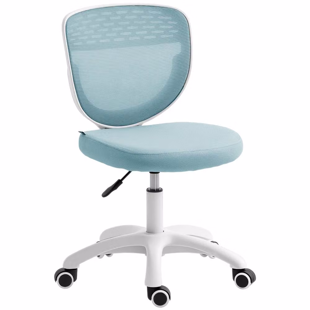 HOMCOM Ergonomic Armless Office Chair with Mesh Back in Blue – 2