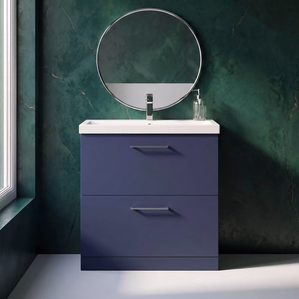 Balterley Midnight Blue 2-Drawer Floor Standing Bathroom Vanity and Basin, Width: 80 cm – 2