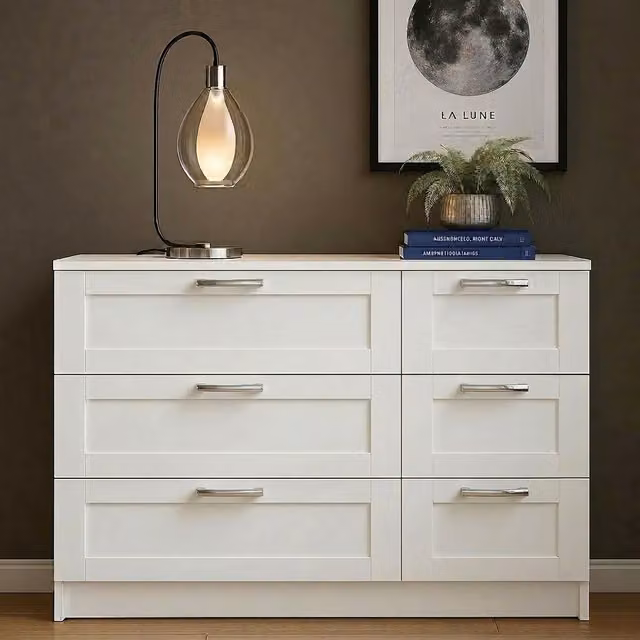 Home Treats White Wooden Bedroom Furniture Set with Wardrobe, 6-Drawer Chest and Bedside Table