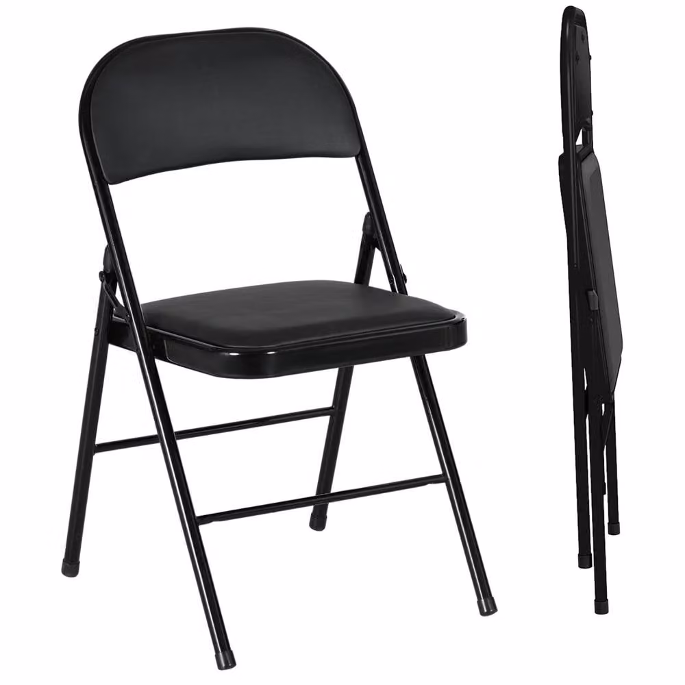 Wyld Haus Dihaka Set of 2 Black Faux Leather Cushioned Folding Chairs – 2