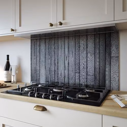 Bushboard Shou Sugi Ban Black Aluminium Kitchen Splashback Panel, W: 90 cm, H: 80 cm