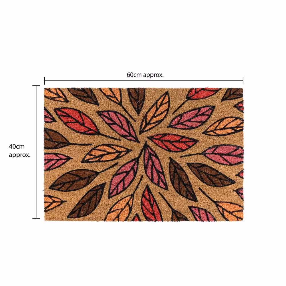 JVL Multicolour Autumn Leaves Coir Doormat with PVC Backing, W: 40 cm, D: 60 cm – 7