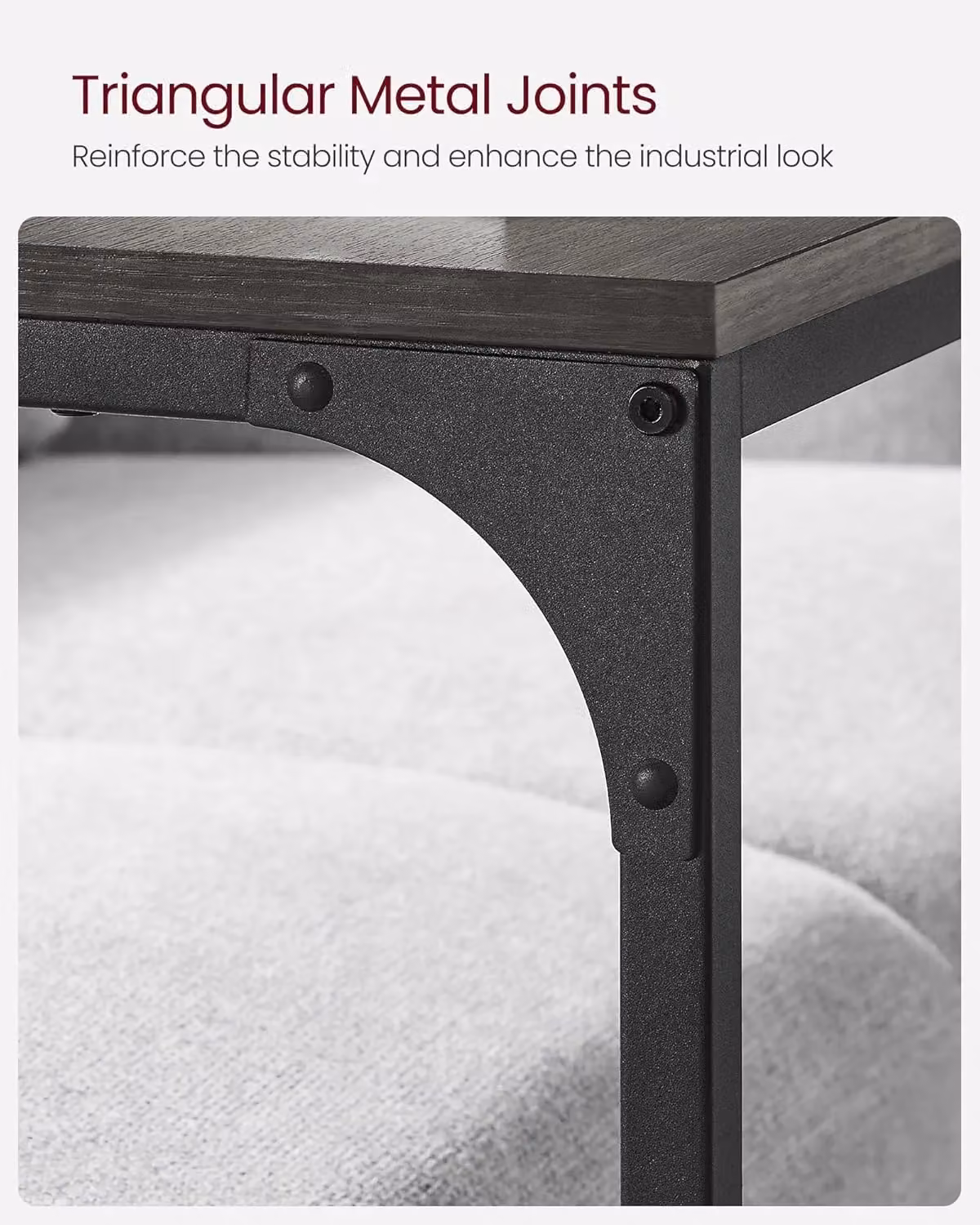 VASAGLE Industrial C-Shaped Side Table with Metal Frame in Anthracite Grey – 5