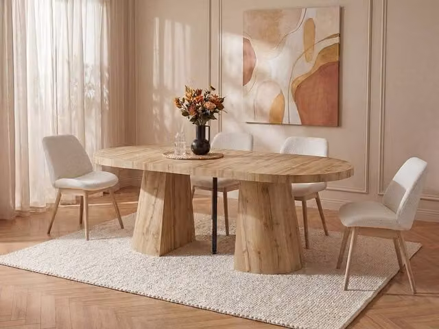 Vente-unique CLOEVA Extendable Dining Table in Light Oak MDF, 6 to 12 Seater – 1