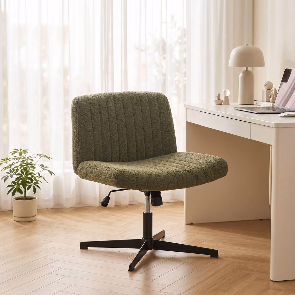 Rolipo Armless Teddy Fleece Criss Cross Office Chair in Green – 3