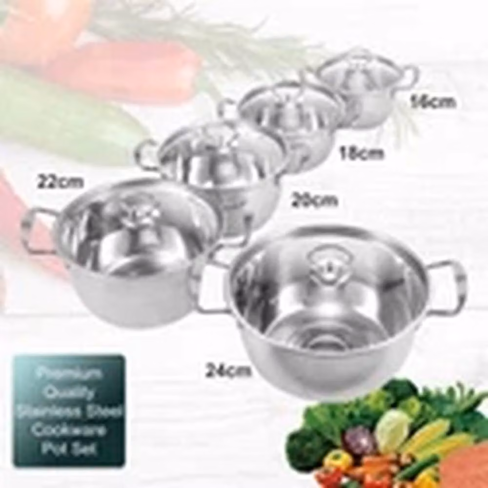 EONLION 5-Piece Non-Stick Stainless Steel Induction Cookware Set in Silver – 4
