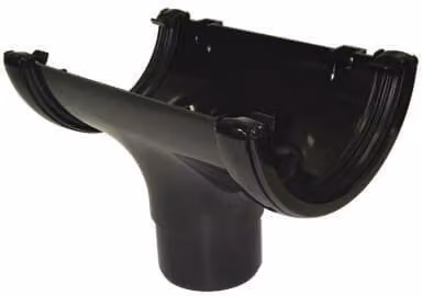 FloPlast Mini Gutter Running Outlet, 76mm, Black PVC