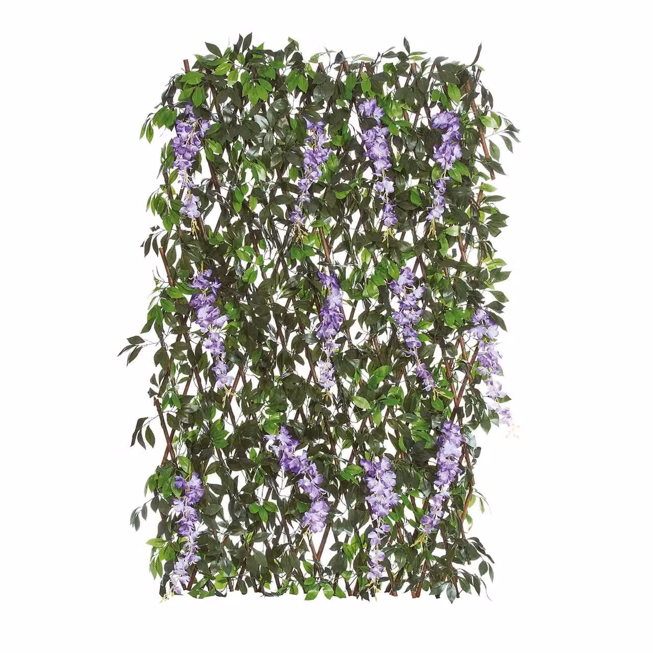 mysmartbuy Faux Wisteria Artificial Hedge with Purple Flowers and Green Woven Willow Trellis, H 180 cm x W 90 cm – 2
