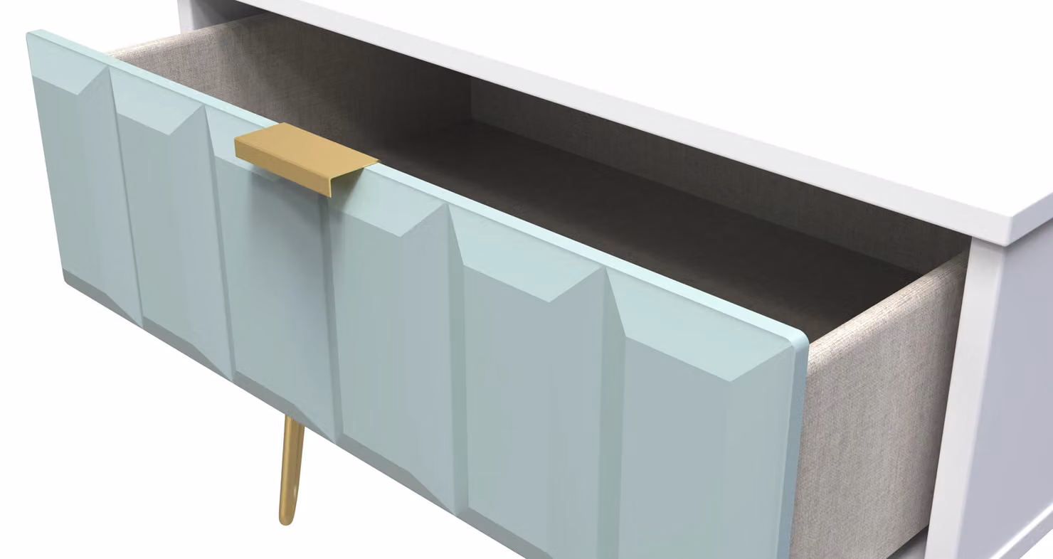 Ready Assembled 2 U Metro 1 Drawer Wide Side Table in Duck Egg Blue and Gold – 2