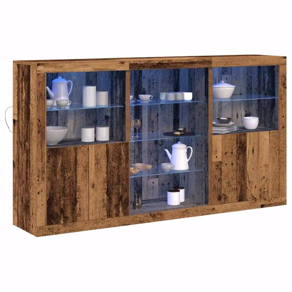 Berkfield Home Rustic Brown Engineered Wood Sideboard with Integrated LED Lights, W: 181.5 cm, D: 37 cm, H: 100 cm – 3