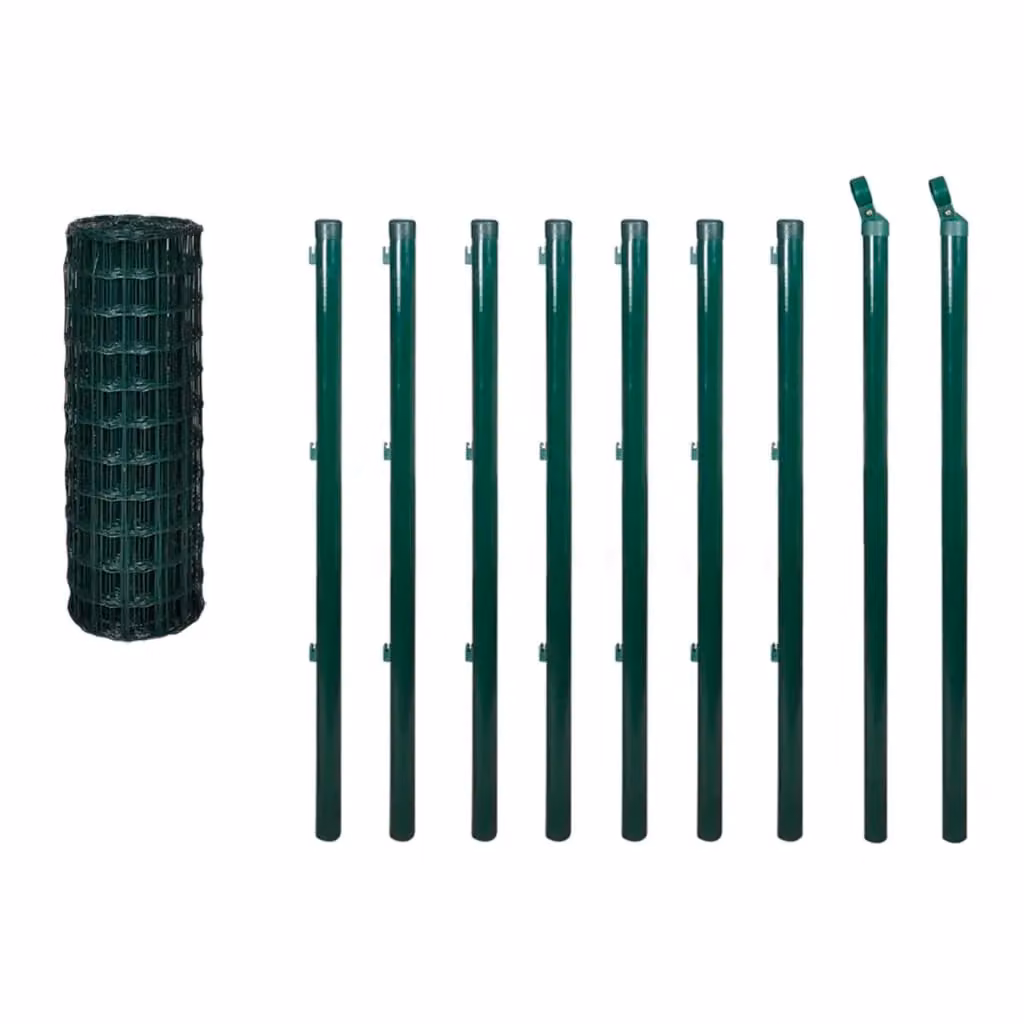 Berkfield Home Euro Fence Green PVC-Coated Steel Fencing, W: 10 m, H: 1.5 m – 2
