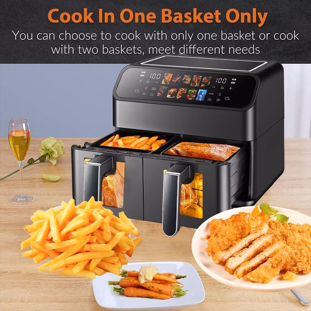 SPETLEK Dual Zone Digital Air Fryer Oven with 9L Capacity and 100 Tray in Black – 5