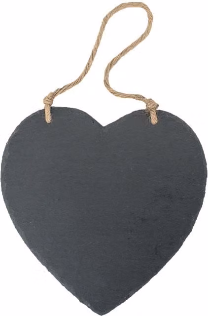Nicola Spring Slate Heart Hanging Notice Board, Grey/Anthracite, W/H: 24.5 x 24.5 cm