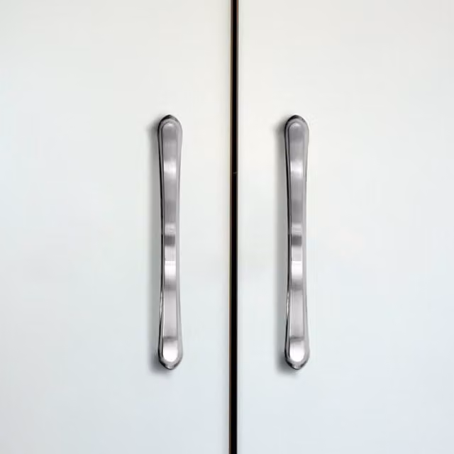 Darphe Pack of 2 Luxury Minimalist Polished Silver Bar Furniture Handles with 96mm Fixing Centres