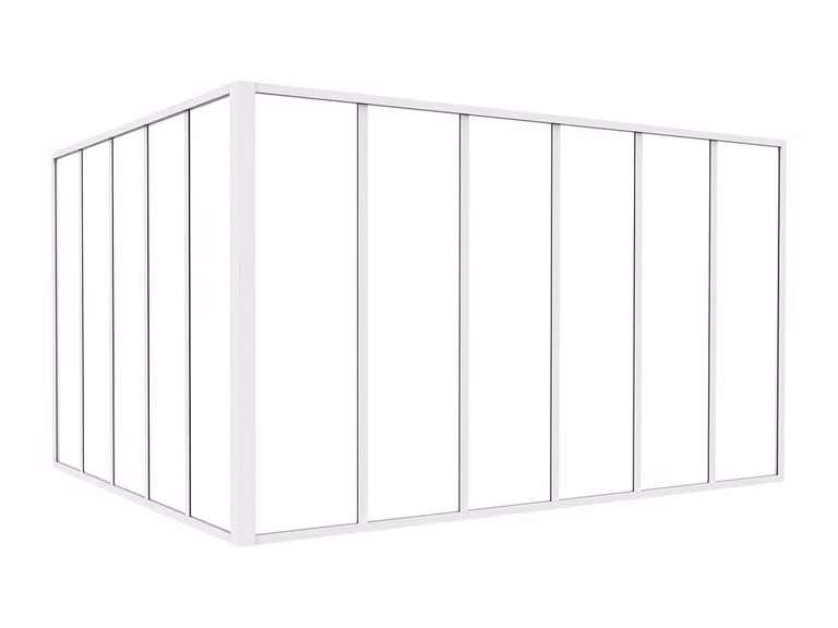 Vente-unique Corner Studio Glass Panelling in Powder-Coated Aluminium, White, W: 150 cm, L: 180 cm