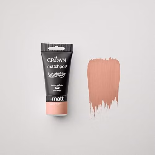 Crown Walls & Ceilings Clay Pink Matt Paint Tester Sample 40ml – 3