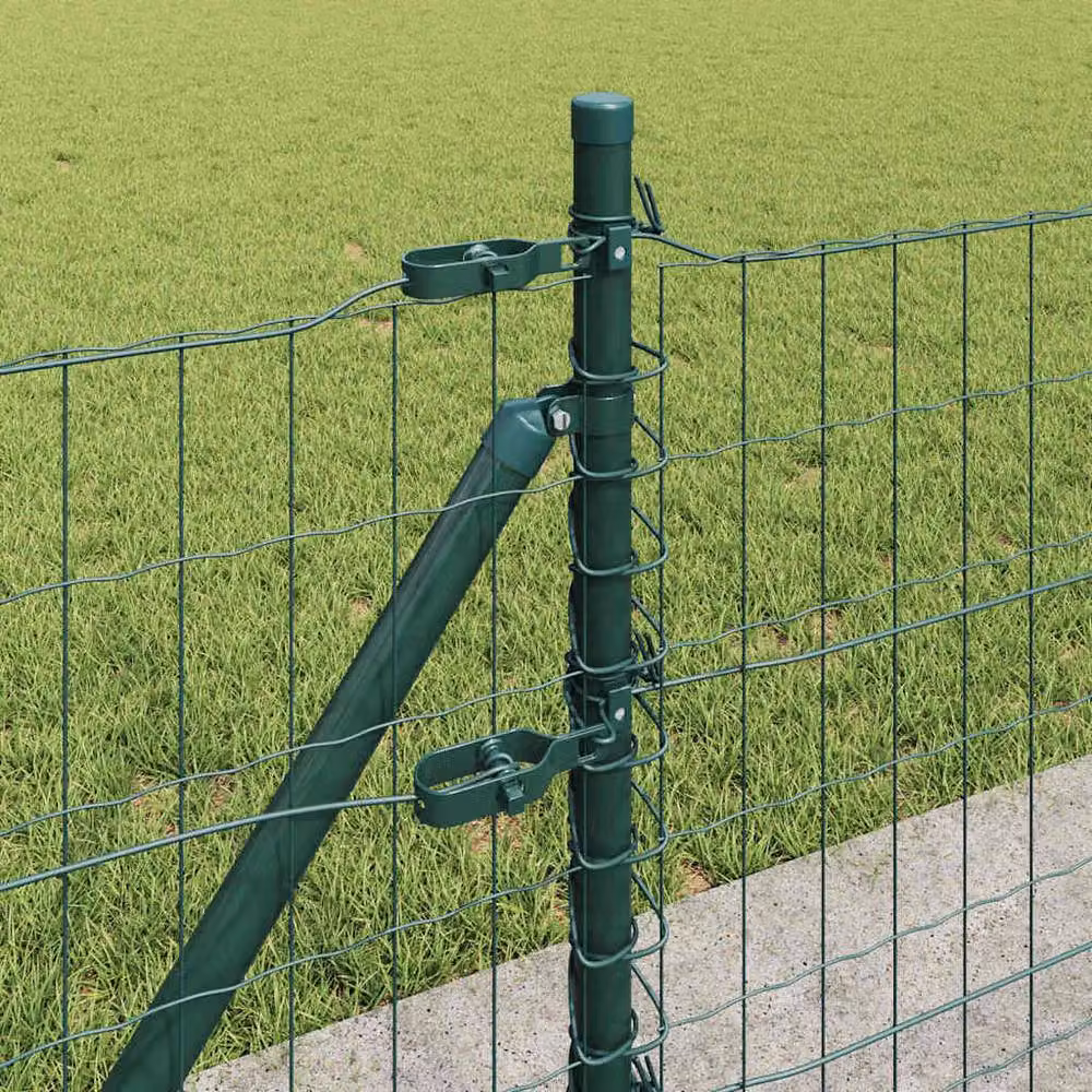 Berkfield Home Euro Fence with 13 Flanged Posts, Green Galvanised Steel, 0.4 x 50 m – 3