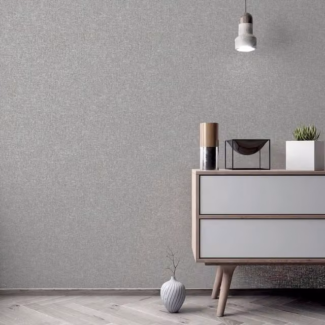 Arthouse Grey Plain Textured Linen Wallpaper