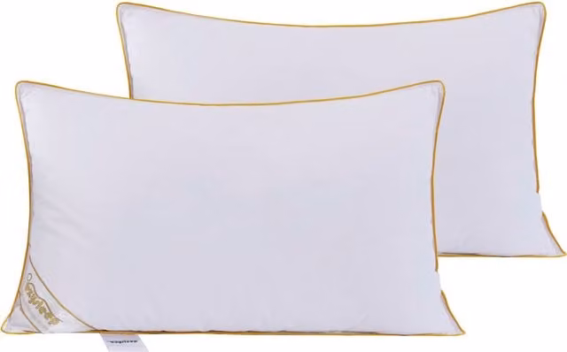 Ezysleep Grey Shredded Supersoft Goose Feather and Down Pillows for Adults, Pack of 2