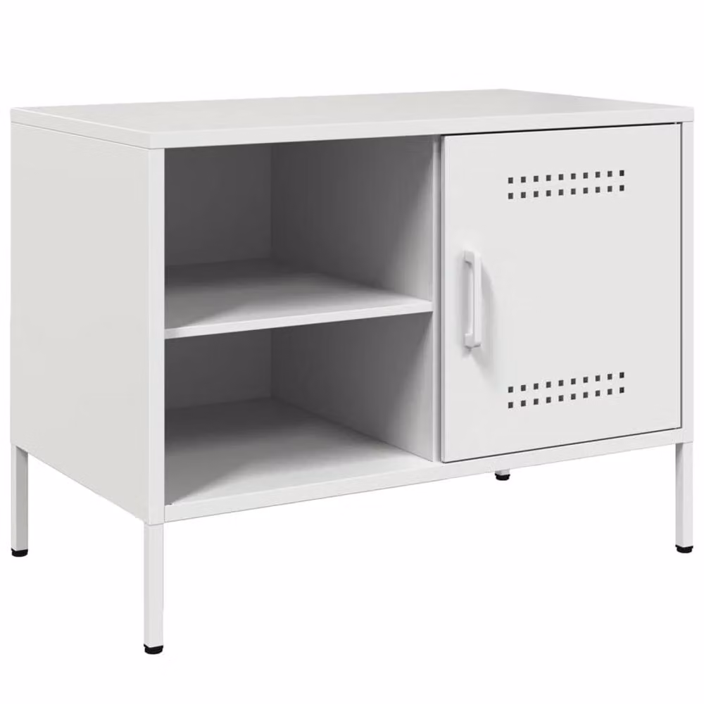 Berkfield Home White Metal TV Cabinet W/D/H: 68 x 39 x 50.5 cm – 3