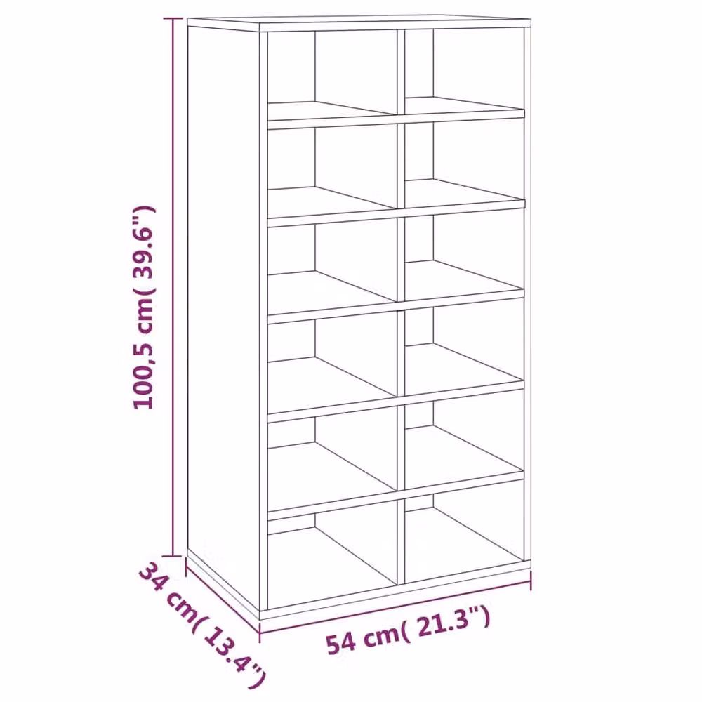 Berkfield Home Smoked Oak Shoe Rack, Brown, W: 54 cm, D: 34 cm, H: 100.5 cm – 4