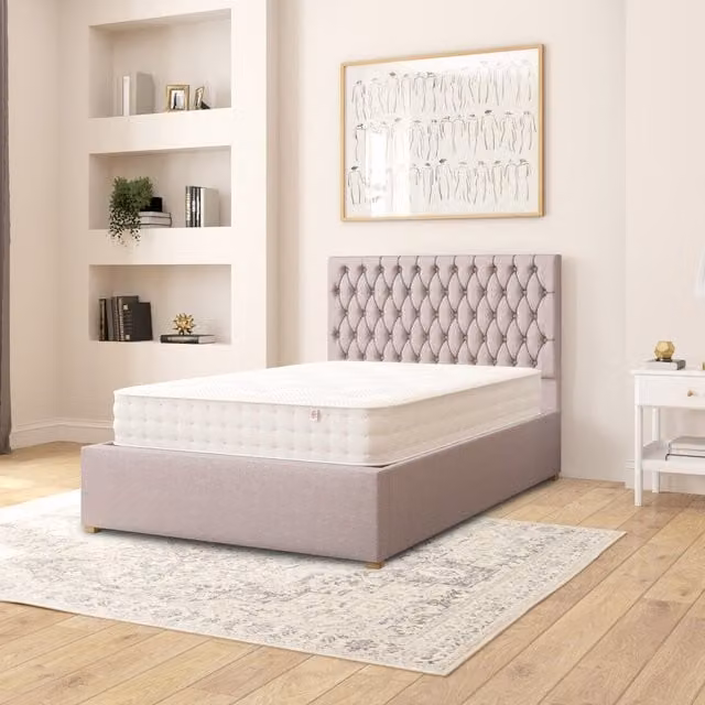 Aspire Monroe Eire Linen Fabric Ottoman Storage Bed in Grey, Small Double, W/D/H: 120 x 200 cm