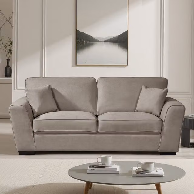 Artemis Home Mellette 3 Seat Modern Fabric Sofa in Brown