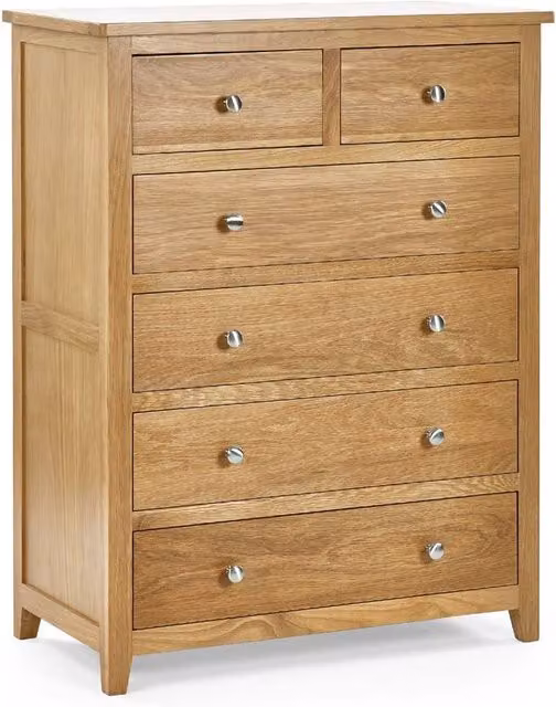 Cheshire Premium Brixton 4 + 2 Drawer Chest in Brown Oak – 1