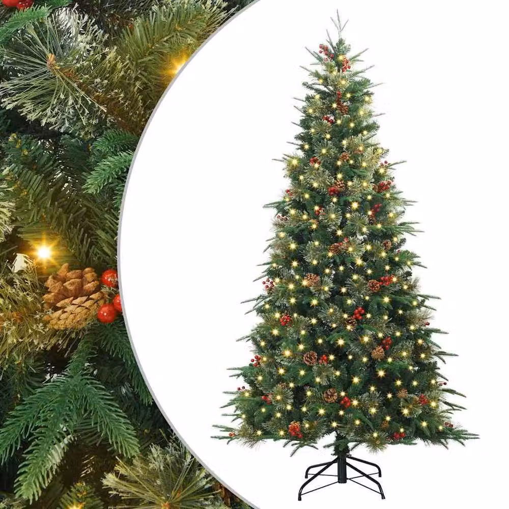 Berkfield Home Elegant Green Artificial Hinged Christmas Tree, Height: 210 cm – 3
