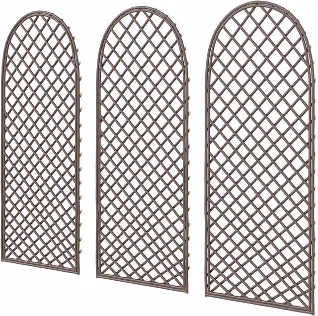 Outsunny Decorative Garden Trellis with Dome Top for Climbing Plants, Brown Wood Finish – 9