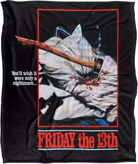 Friday the 13th White Super Soft Throw Blanket, W: 152 cm, D: 127 cm