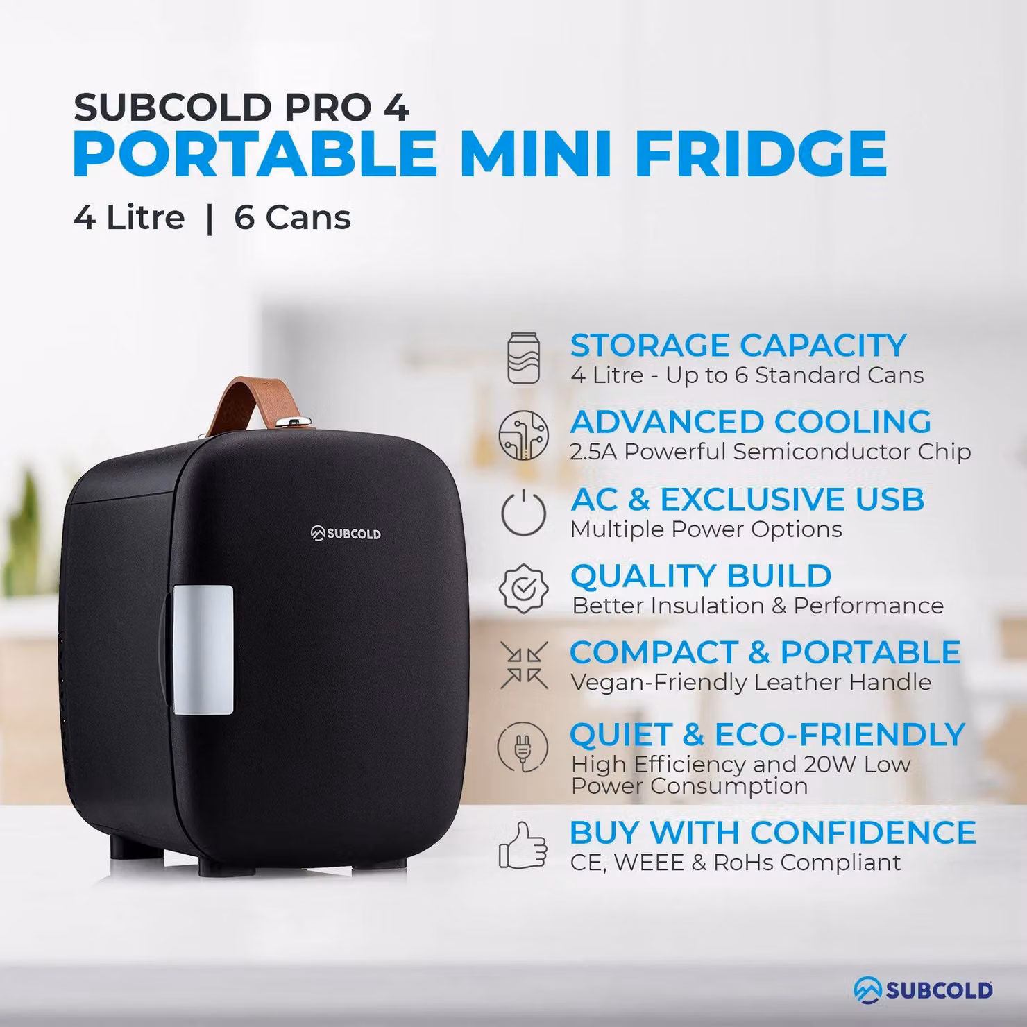 Subcold Pro 4L Mini Fridge in Black – 3