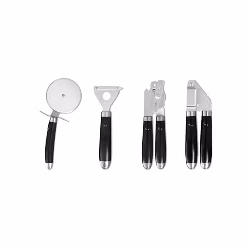 Tower Good Food in Partnership 4 Piece Kitchen Gadget Set with Stainless Steel Heads in Black