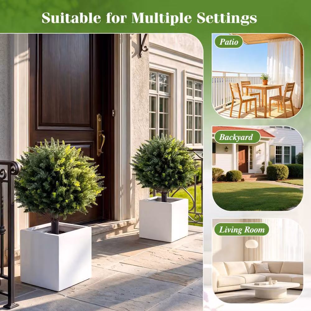 Costway Set of 2 Green Artificial Cypress Topiary Trees, 70 cm Height – 8