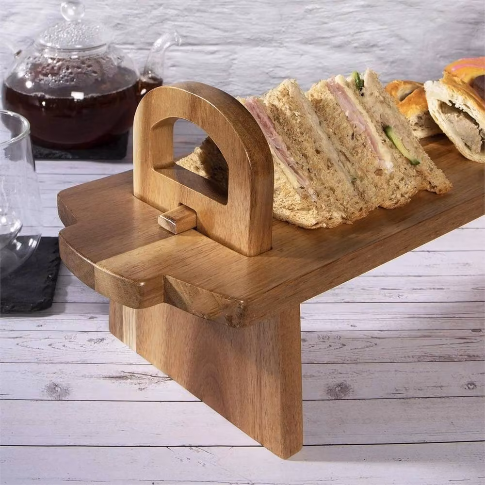 Ventryn Brown Solid Acacia Wood Rectangular Raised Serving Platter – 2