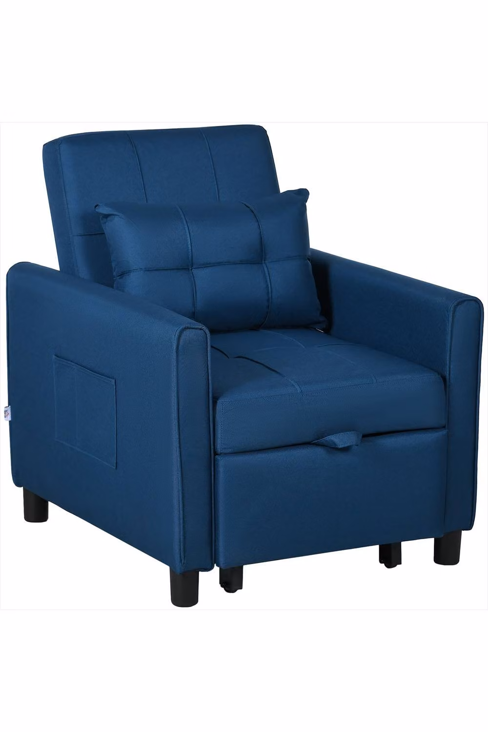 ERGOVEXA Blue Linen-Look Single Chair Bed with Armrests – 2